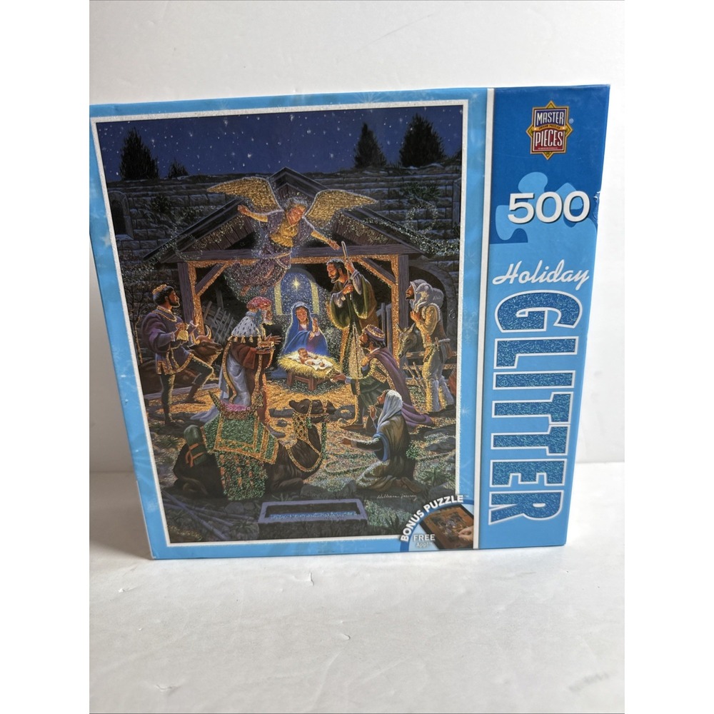Holy Night Holiday Glitter Nativity Scene 500 Piece Puzzle